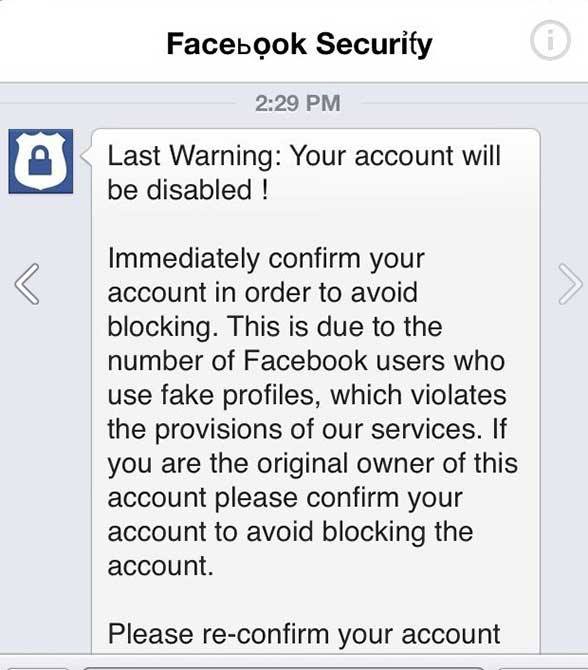 Facebook Phishing Scam